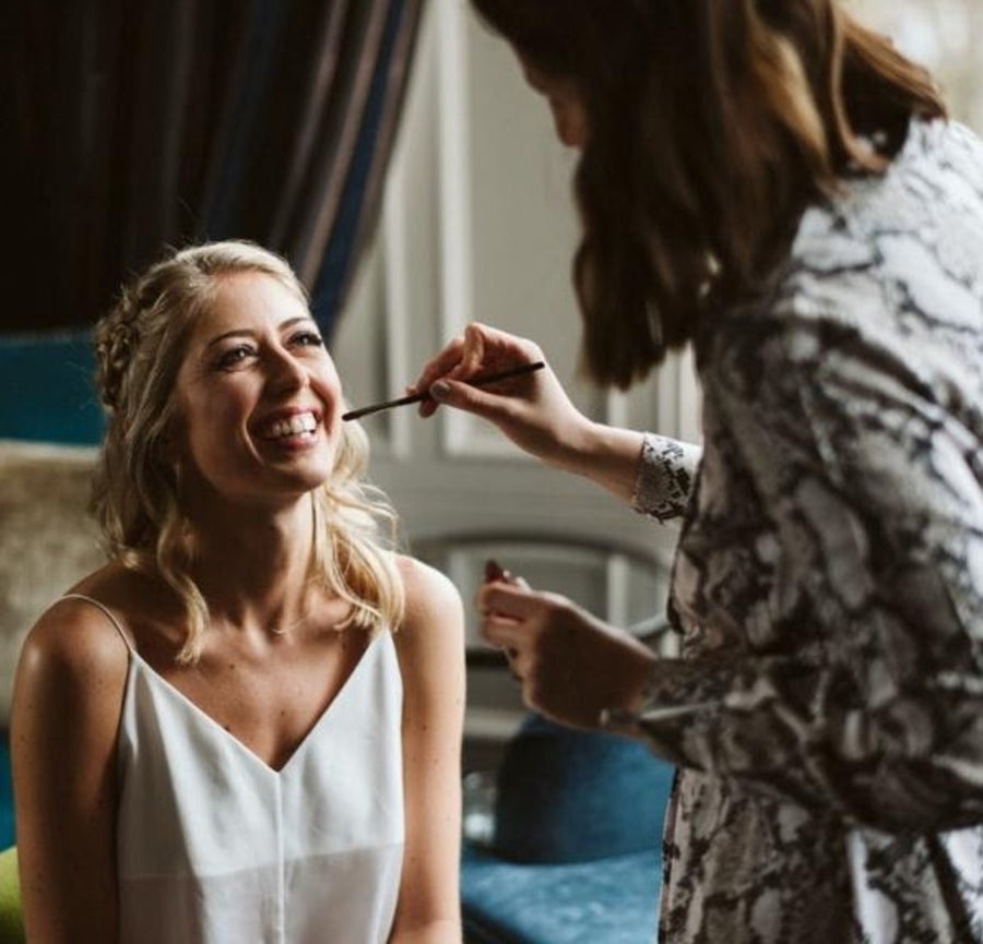Sabrina Falk applying Bridal Make-up